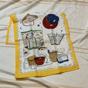 Longaberger Retro Kitchen Hand Towel with Yellow Border